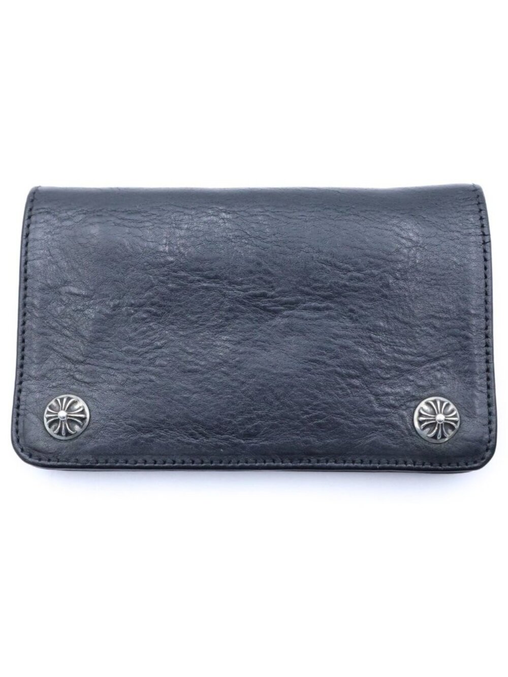 Chrome Hearts Cross Ball Button Leather Wallet Black